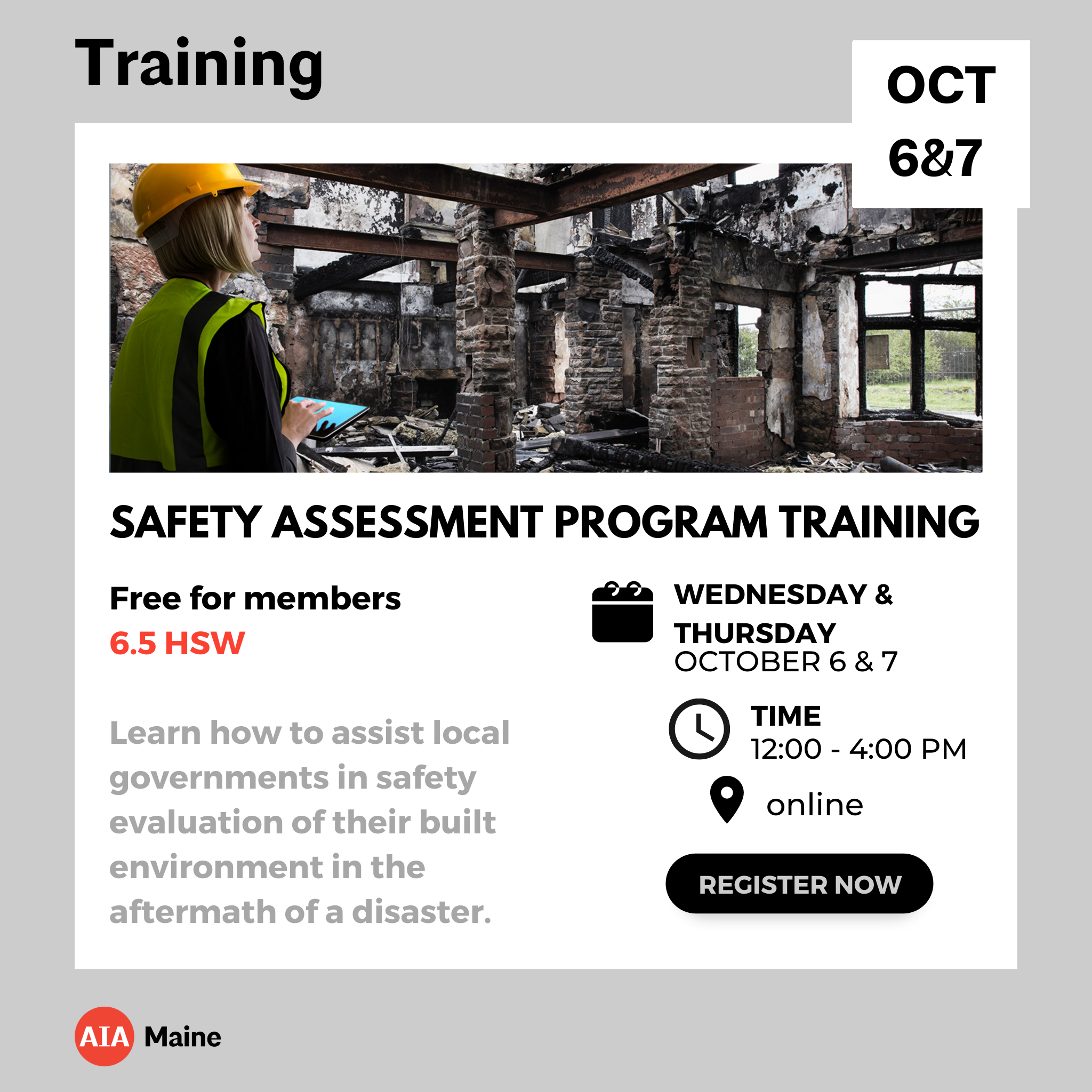 Three AIA Maine Members Complete Certification to Volunteer as Second Responders in times of crisis. 