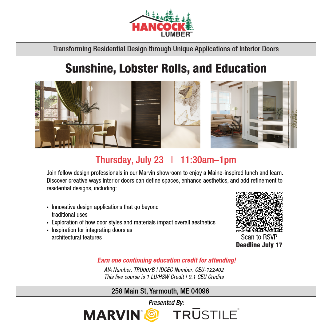 CEU Summer School: Lunch &amp; Learn at Hancock Lumber's Marvin Showroom