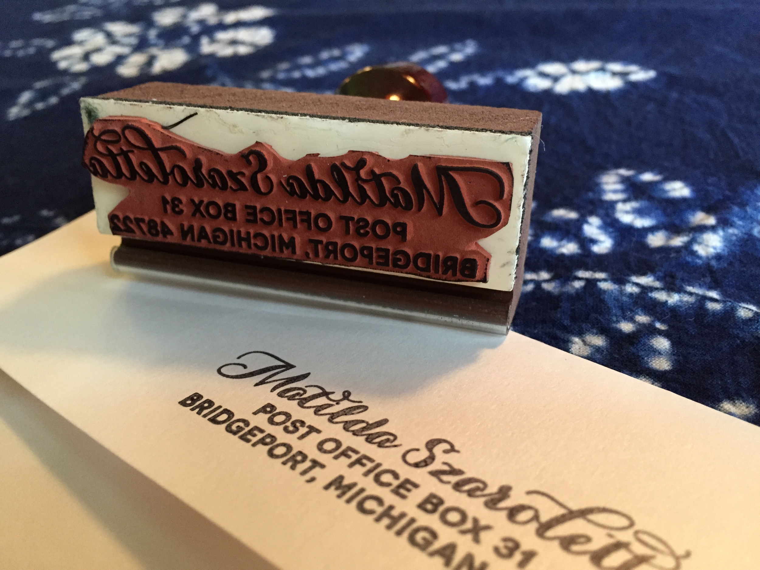 Script Return Address Rubber Stamp