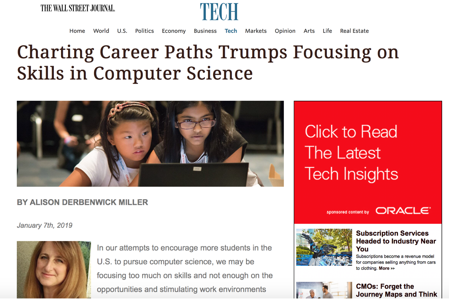 Couragion And Oracle Academy Research Highlights How CS For All Is More Inclusive When Students Understand Computing Careers