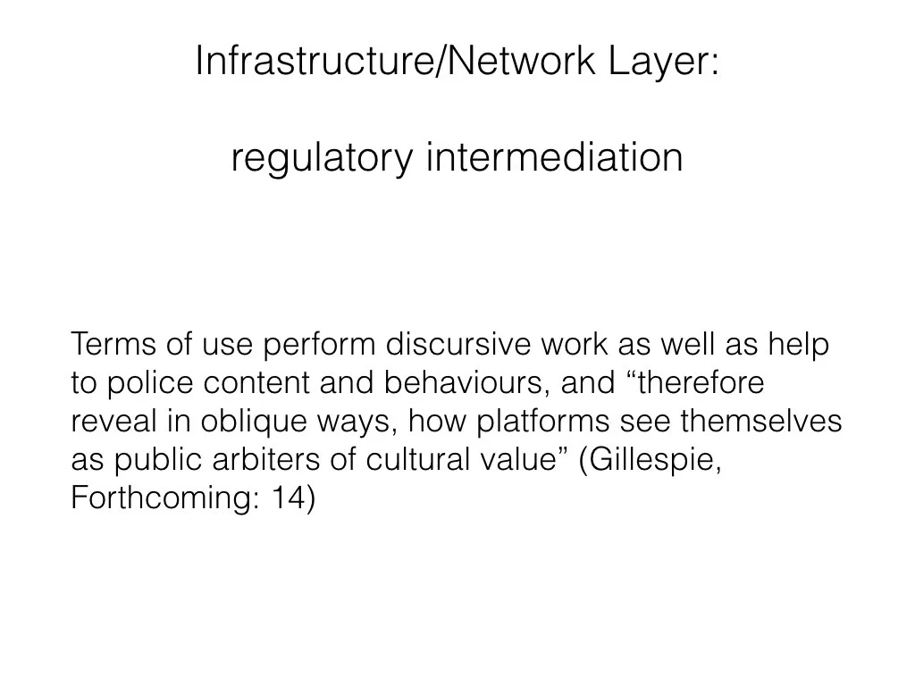 As well as acting as a financial intermediary, Patreon also acts as a regulatory intermediary. Much like many other content-driven platforms such as Instagram and Youtube, they use terms of service and community guidelines to regulate content and to ensure compliance with the legal requirements of the country in which they operate. For Gillespie, these rules perform discursive work as well as help to police content and behaviours, and ‘therefore reveal in oblique ways, how platforms see themselves as public arbiters of cultural value’ (Forthcoming: 14). A useful illustration of this is how Patreon and other platforms regulate nudity.
