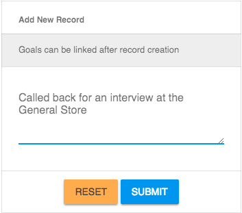 Dialog that appears after pressing the "Add New Record" button