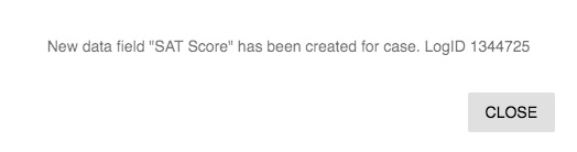 Dialog alerting you that the data field has been added