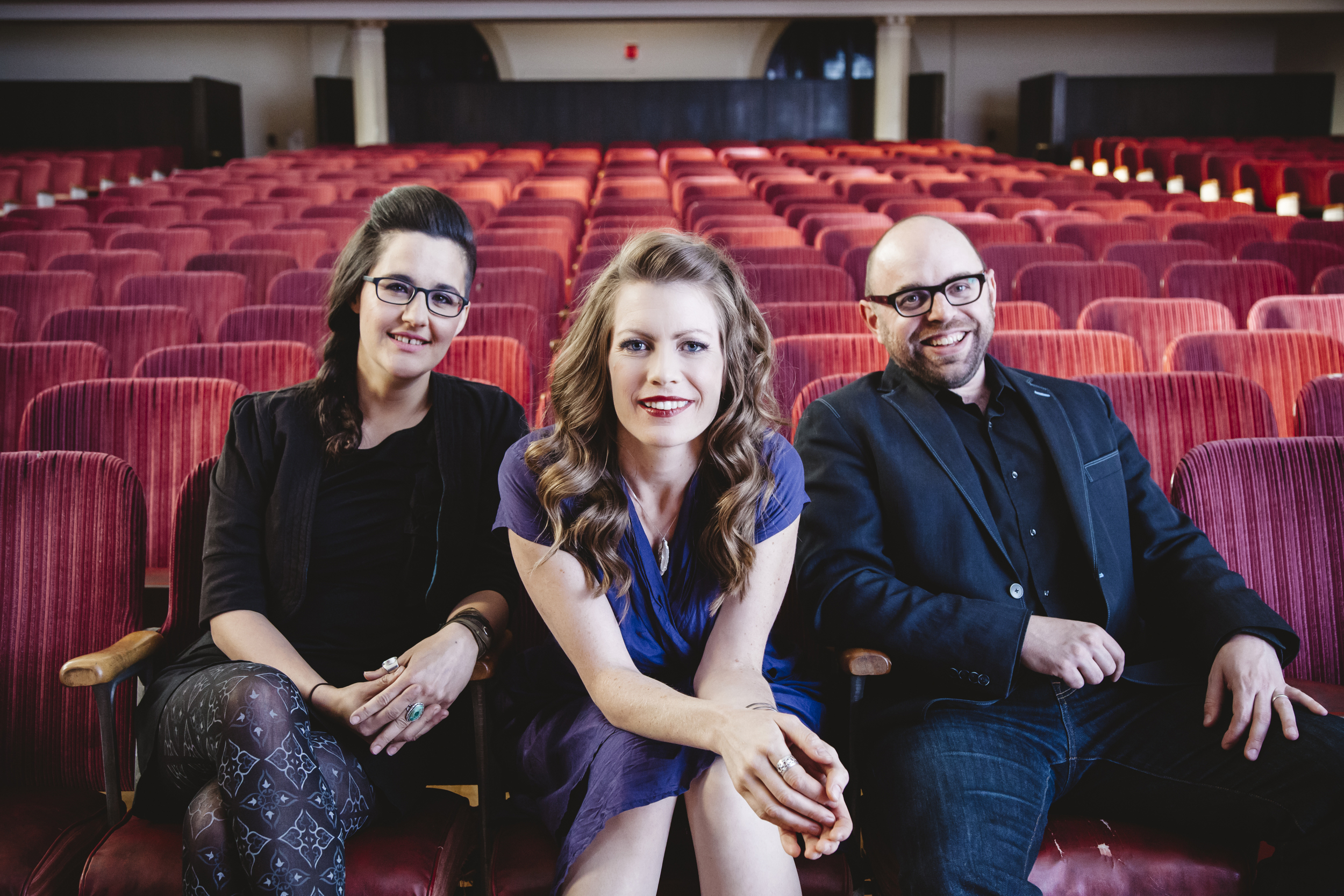 Photo by Carey Shaw. Elizabeth Curry, Belle Plaine and Jeremy Sauer have been long-time collaborators, friends, tour-mates and cribbage opponents.