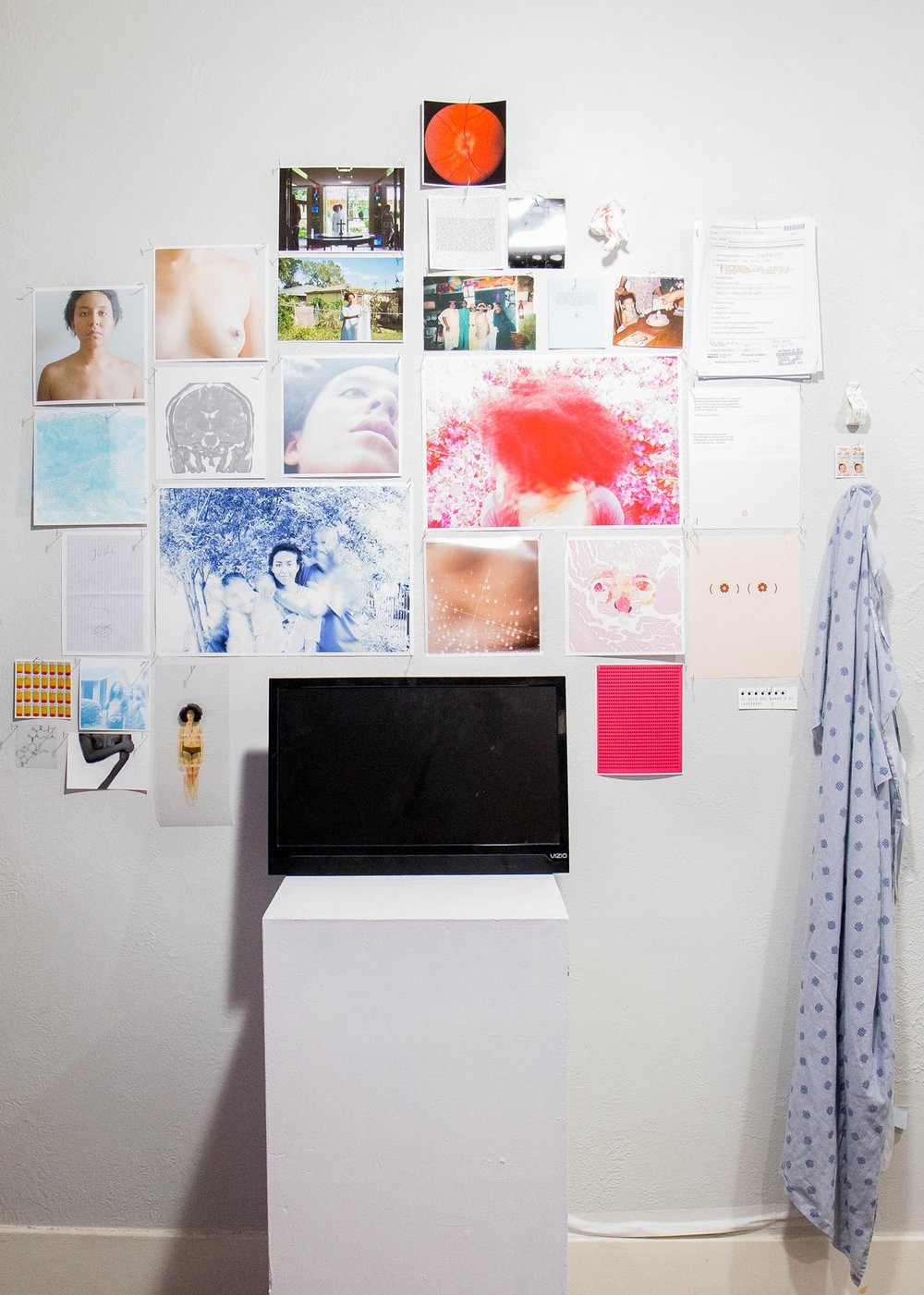 Installation_+inkjet+print,+transparency+print,+cloth,+blood,+paper,+monitor+and+plastic;+(2012-present)+_+installation+shot_+Tere+Garcia.jpeg