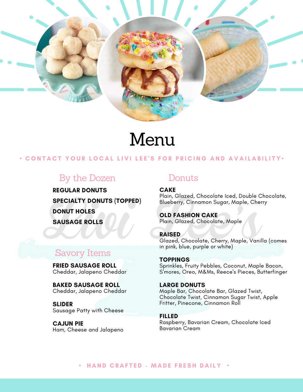 menu — Livi Lee's Donuts