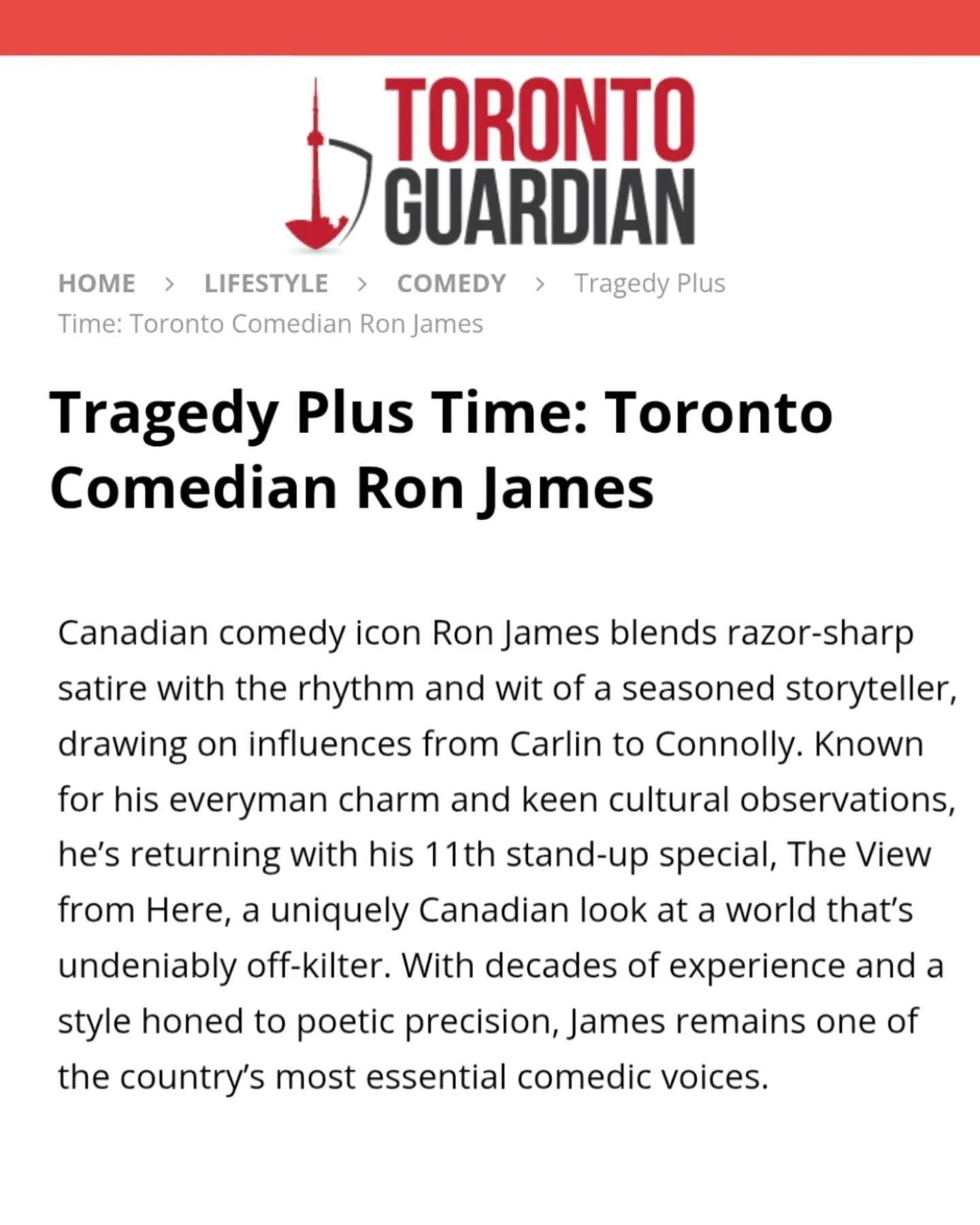 Thanks to the folks at Toronto Guardian for this interview about the show this Friday night - Have you booked your tickets yet?
