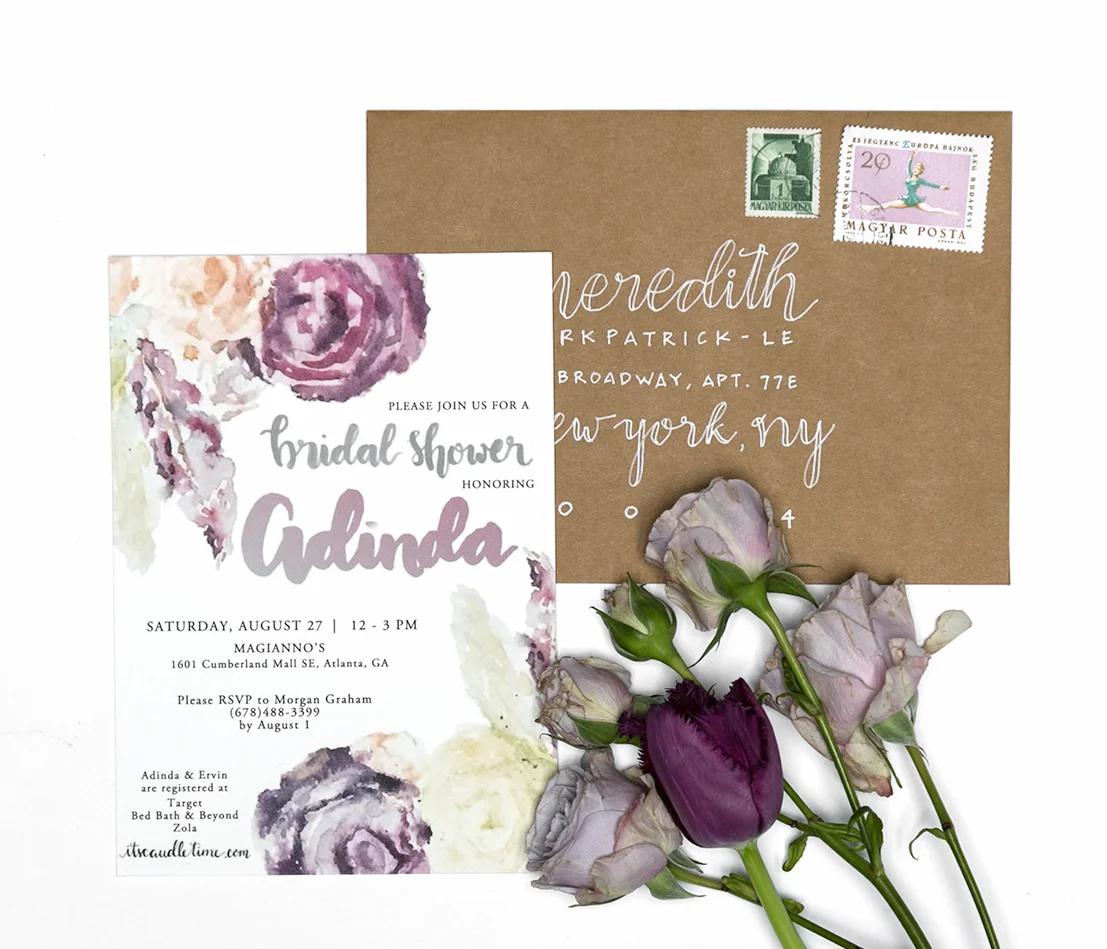 "I asked Patricia to help create and invitation and thank you cards for a mutual friend’s bridal shower, and they turned out so lovely! She was super easy to communicate with, had everything set up and printed within a small time period, and she even delivered her lovely creations to my home! They were packaged very artistically too. Our Bride could not be happier to receive these in the mail. She adored the thank you cards as well. All of the work Patricia did on these was mostly her idea. She is truly talented." - Emma Burke