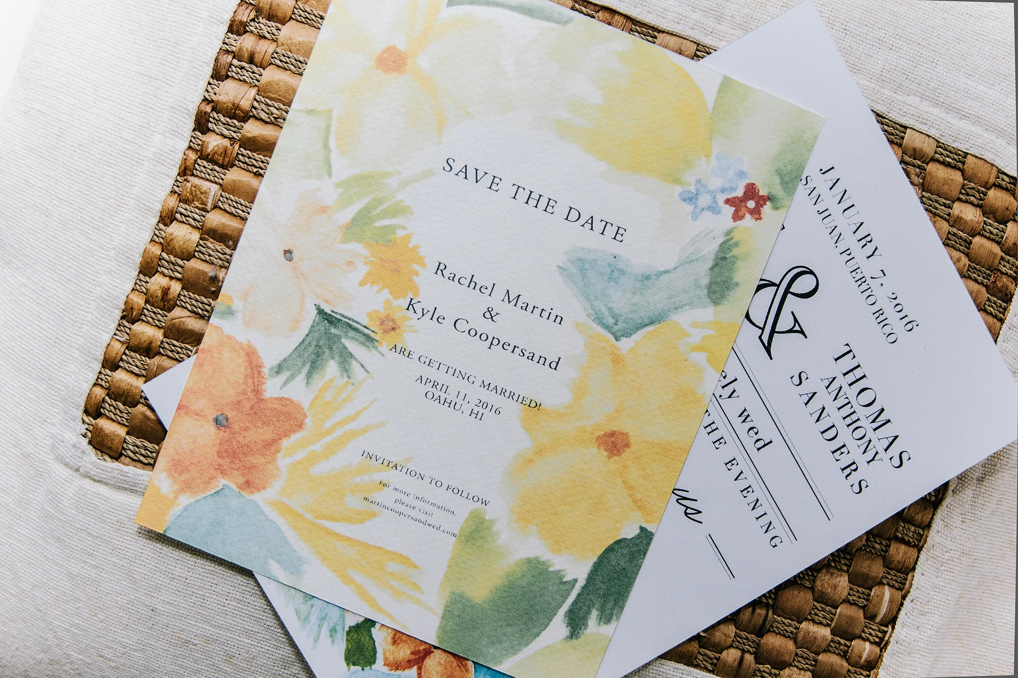 "Patricia completely captured the mood of our wedding in Oahu - bright & happy. We received many responses as to how cool the handmade paper texture feels - definitely one of a kind and rarely seen!" - Rachel Martin-Coopersand