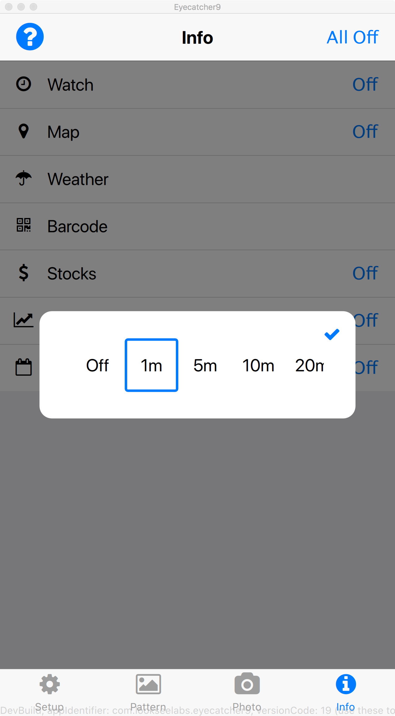Select update rate for Info