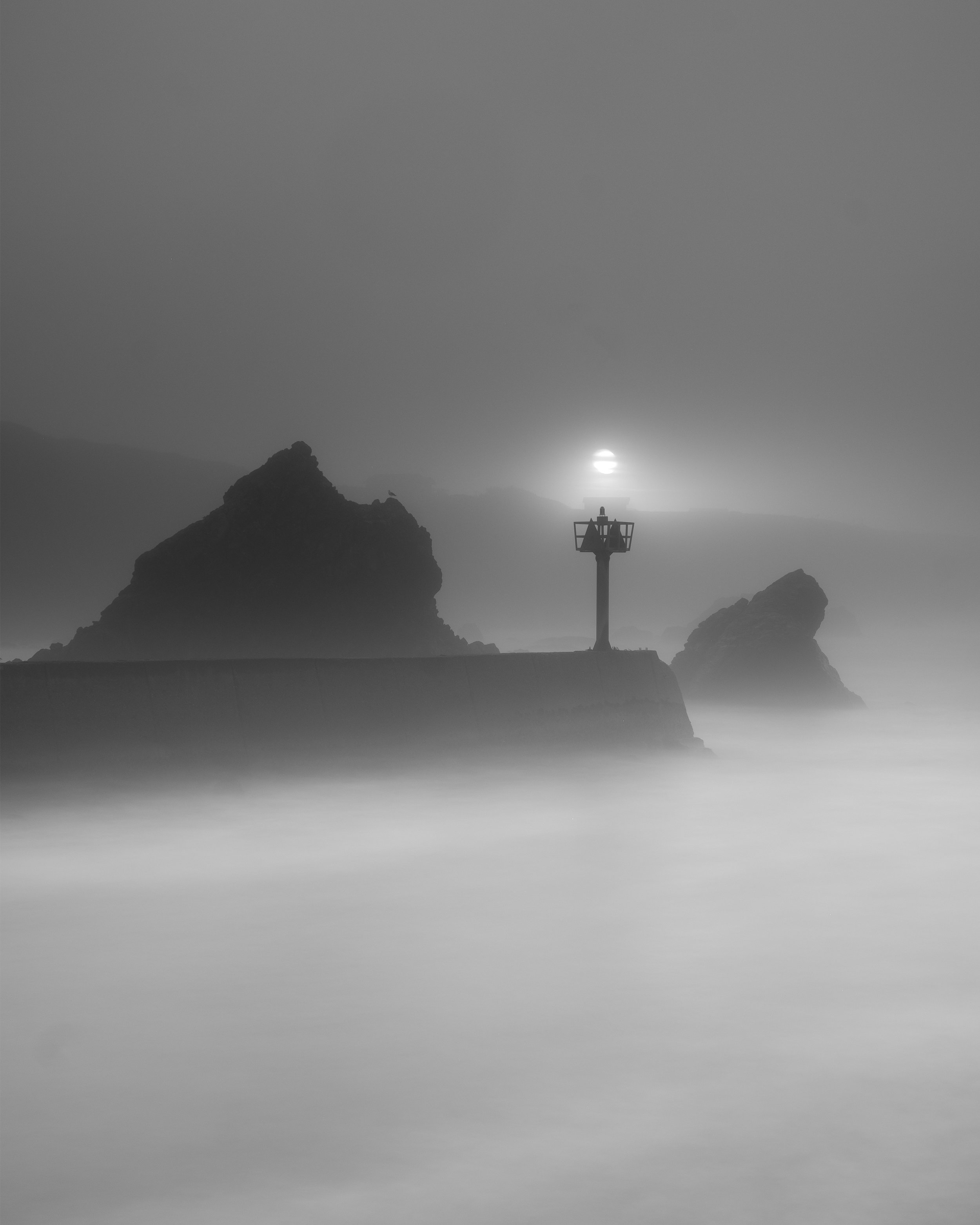 Noyo Harbour fog and Sunset