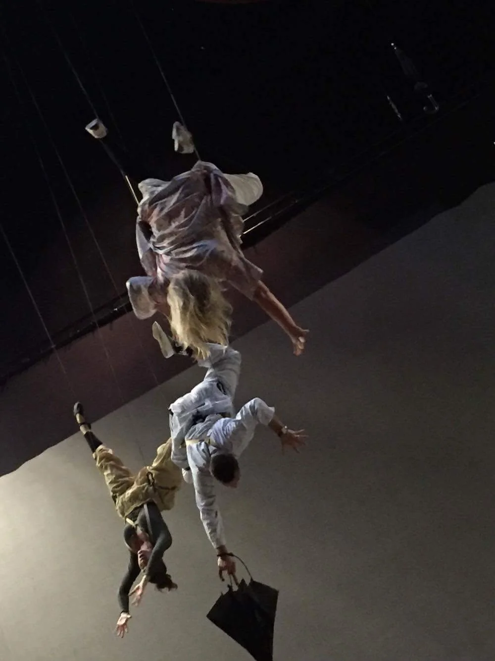 Flying.  Upside down.