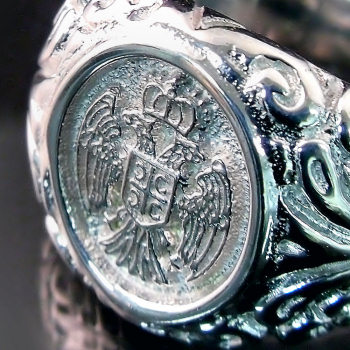 Muski prsten sa srpskim grbom