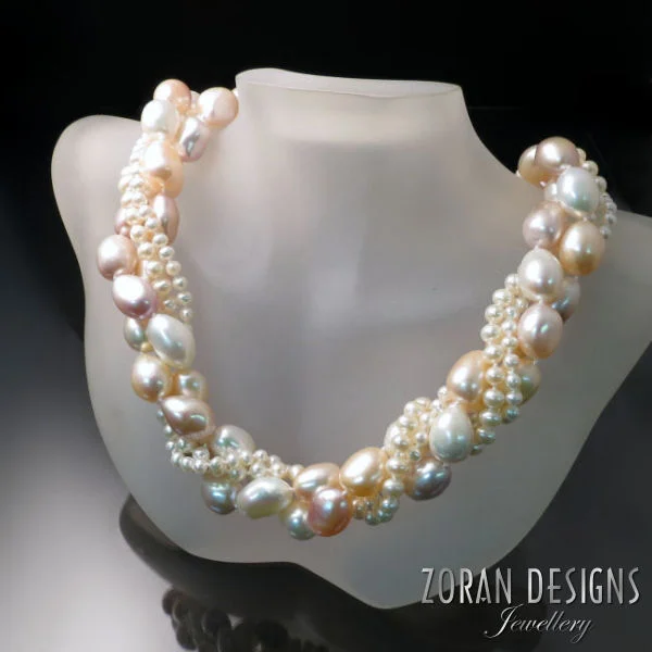 Pearl Statement Necklace: freshwater pearls in peachy pink and ivory