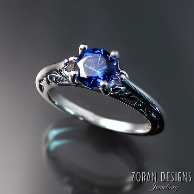 Natural Royal Blue Sapphire Two Tone Engagement Ring – Gemdaia Jewellery