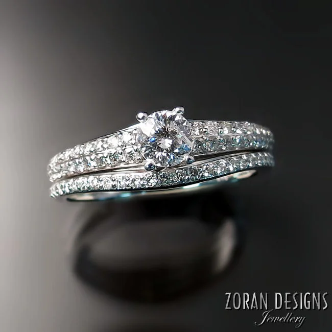 Pave diamond wedding rings