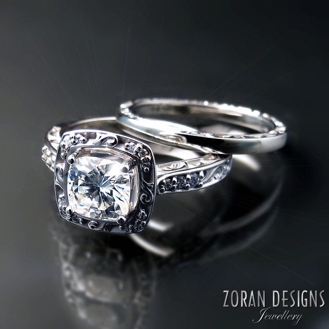 Moissanite Engagement Ring with Minimalist Design — Zoran Designs Jewellery  | Hamilton Ontario Jeweller