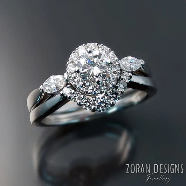 Contoured diamond wedding band custom made to match engagement ring