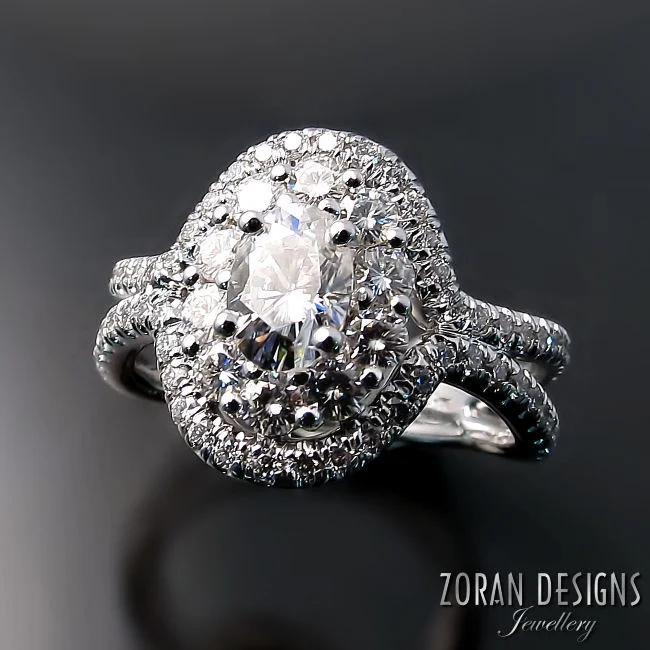 Custom made engagement ring for oval centre