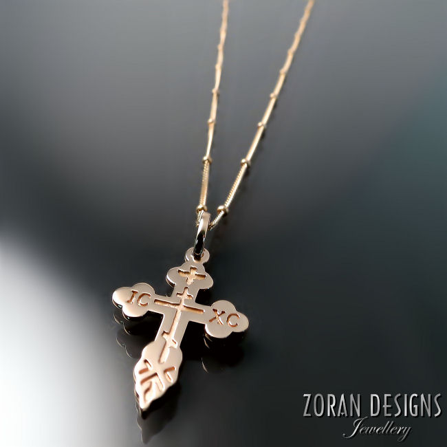 Rose Gold Orthodox Cross Pendant
