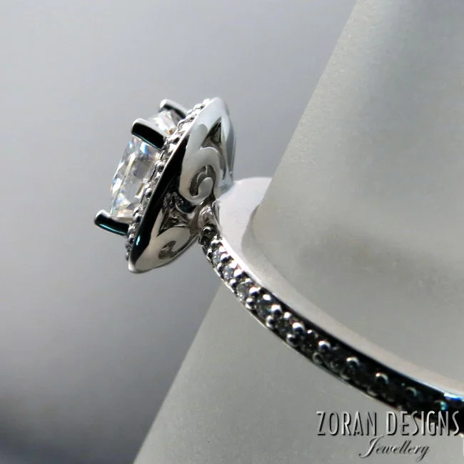 Engagement ring with fancy gallery