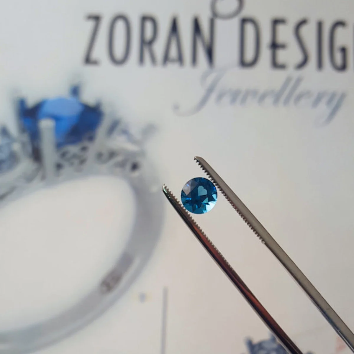 Sapphire stone personally cut and polished by my client and to be the centre of a custom engagement ring