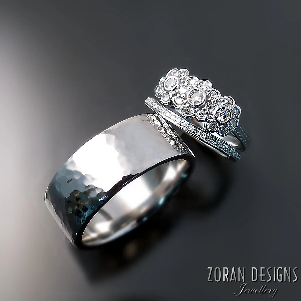 His and hers wedding rings in white gold