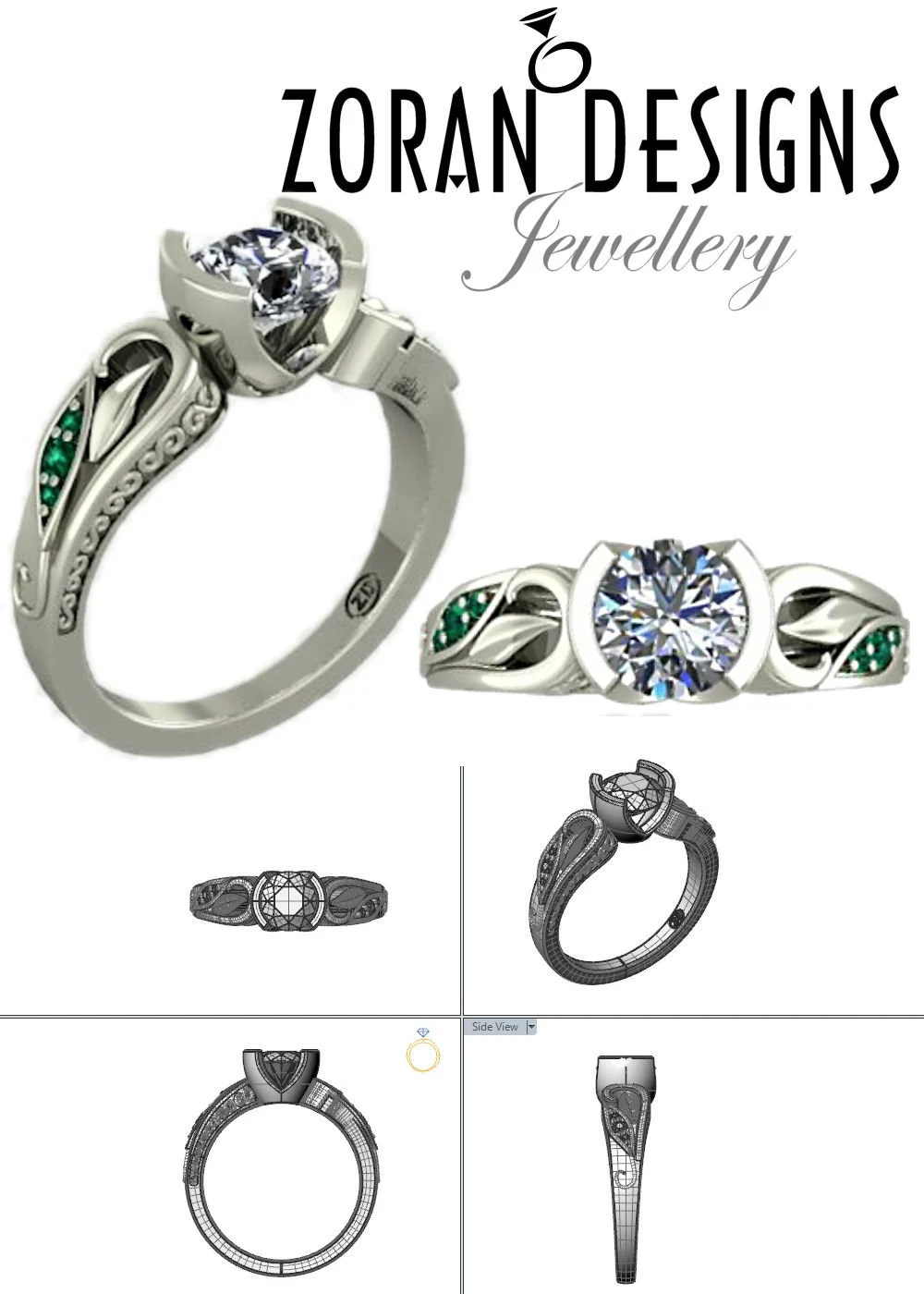 Gila's Nature Inspired Leaf Design Engagement Ring — Zoran Designs ...