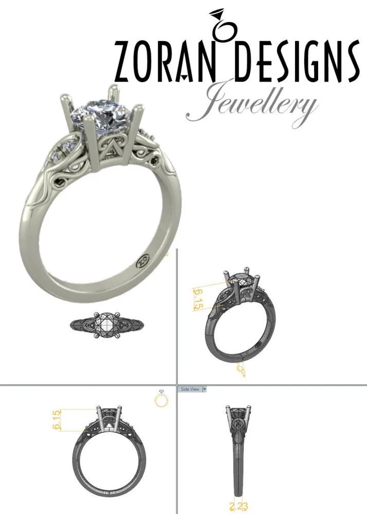 Unique, ocean theme engagement ring design