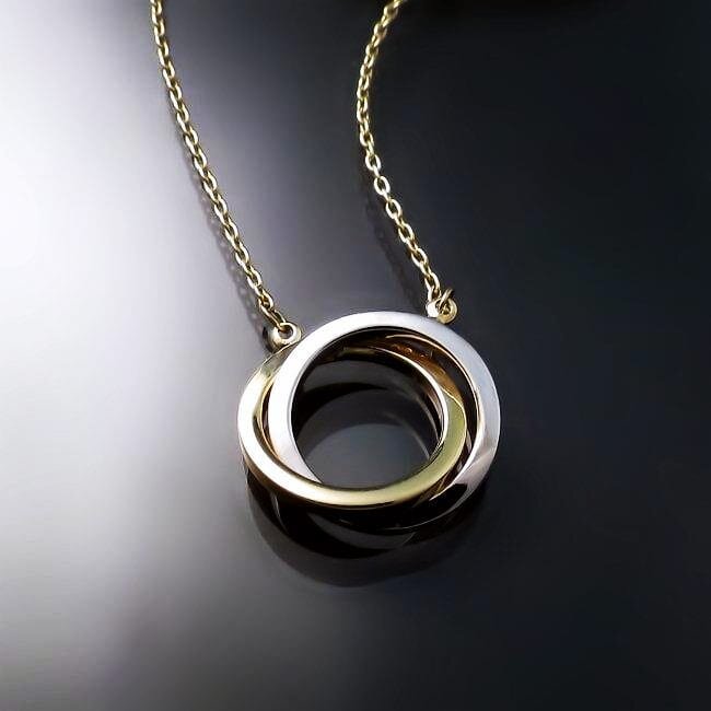 Symbolic of love, kinship or friendship between two people, the interlocked circles necklace is a meaningful piece that's everyday wearable.