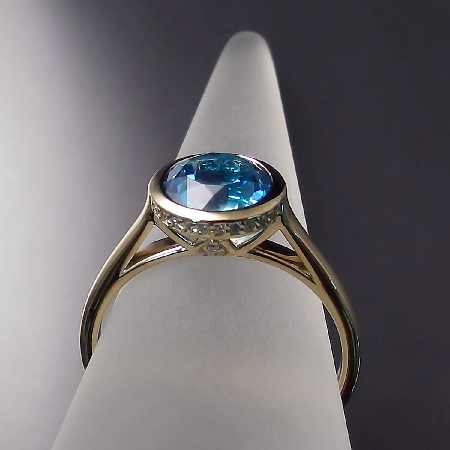 Unique Ring with Blue Gem