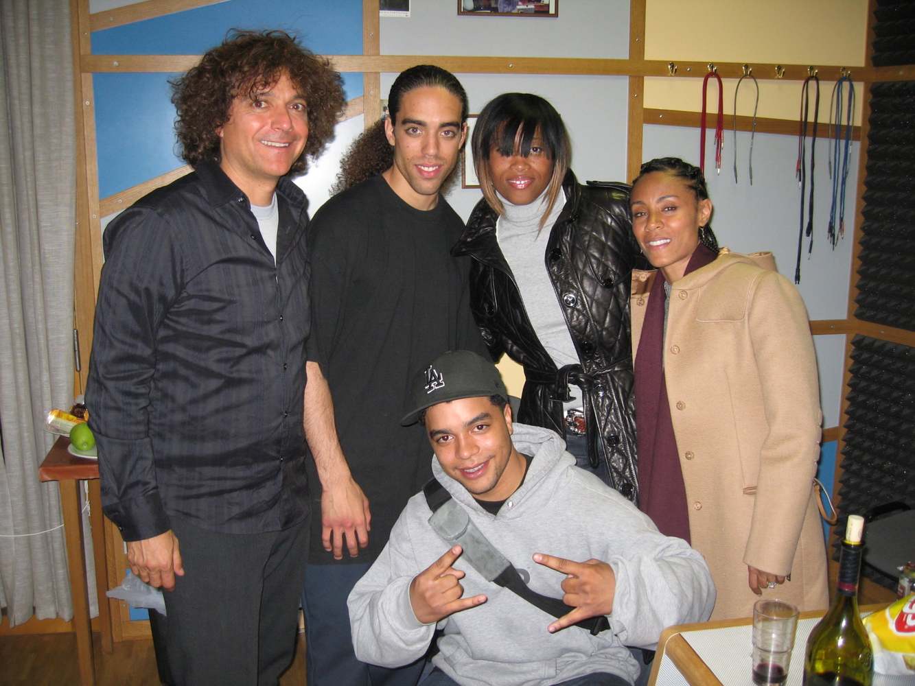 Left to right,  Anthony Marinelli, Cameron Graves, Taylor Graves, Fawn Boardley and Jada Pinkett Smith recording orchestral score to “The Human Contract” at Smecky Hall, Prague, Czech Republic, 2008