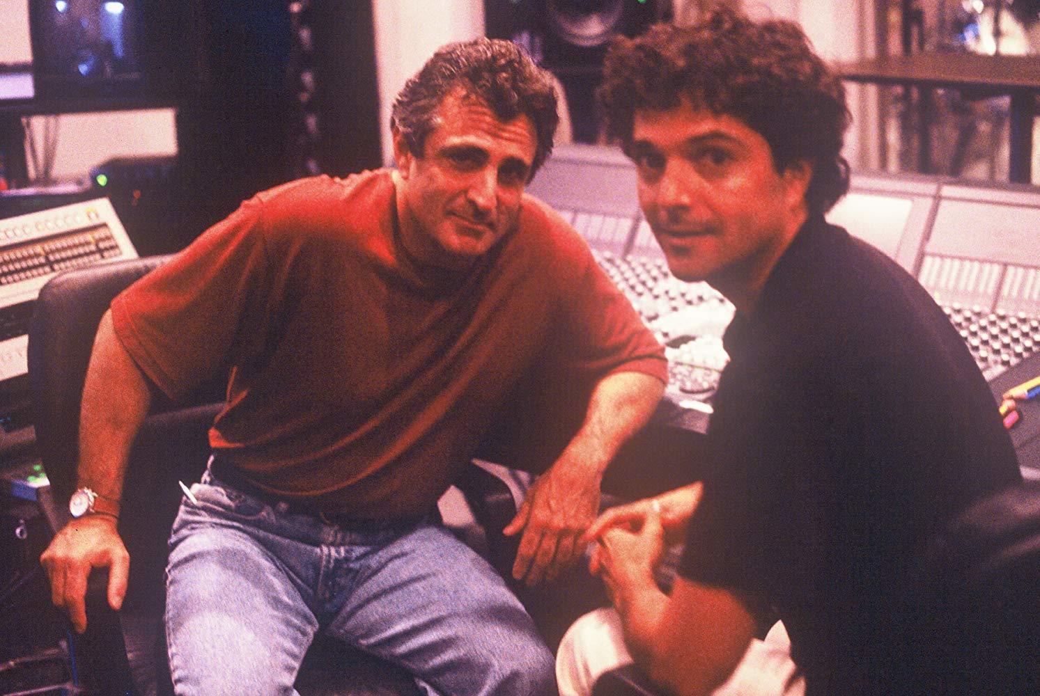 Director John Herzfeld with composer Anthony Marinelli working together on the score for the cult classic  “2 Days in the Valley” featuring Charlize Theron. Hollywood, CA, 1996