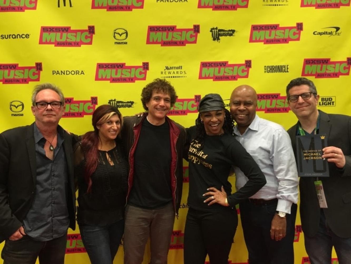 (L-R) “The Genius of Michael Jackson” panel held during the SXSW film festival: Anne Cecere (BMI), Anthony Marinelli, Bill Botrell, Saida Garrett, Steven Ray, Steve Knopper Austin, TX, 2016