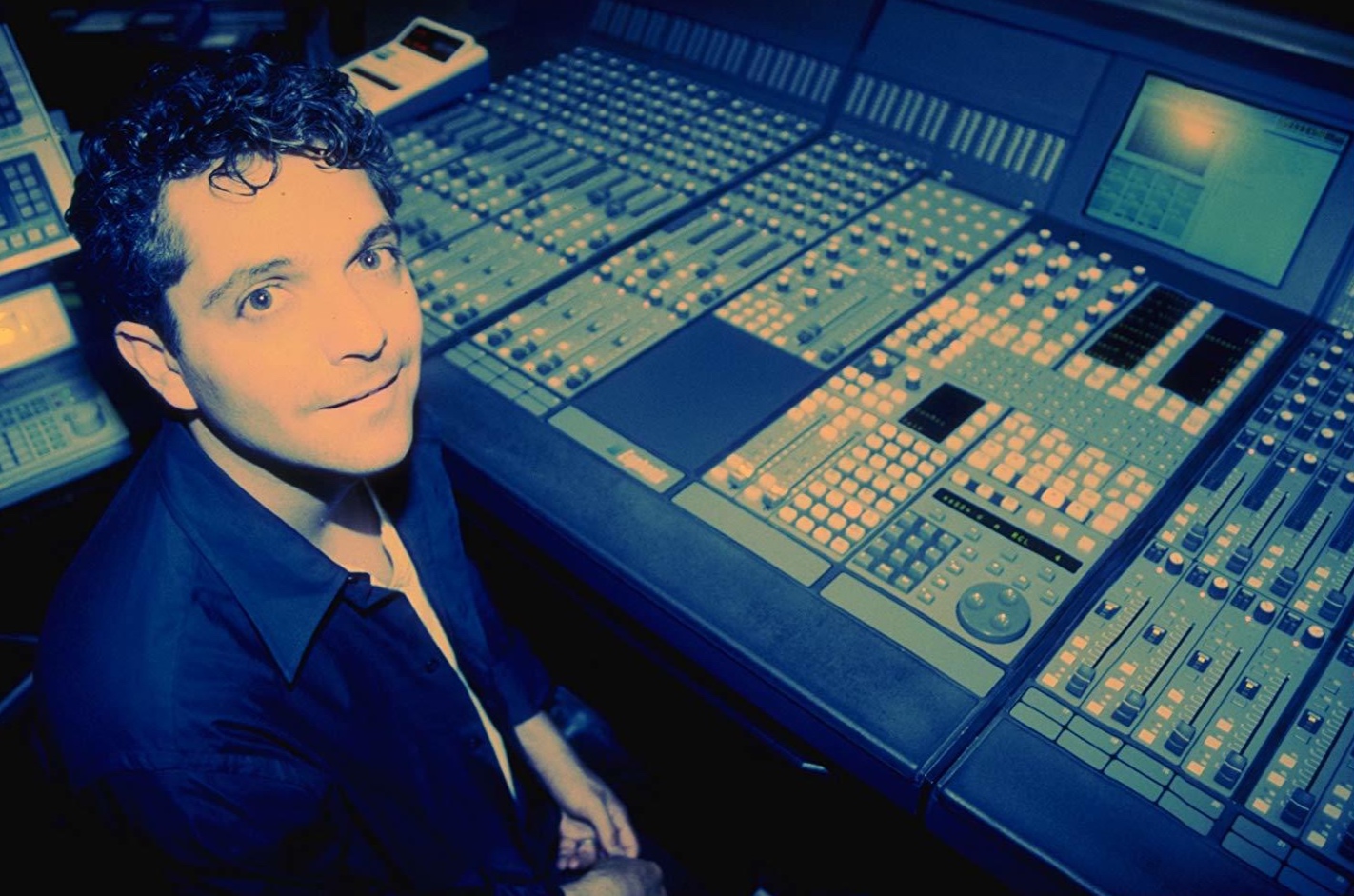 Anthony Marinelli with his new Euphonix CS 2000 mixing console Hollywood, CA, 1995