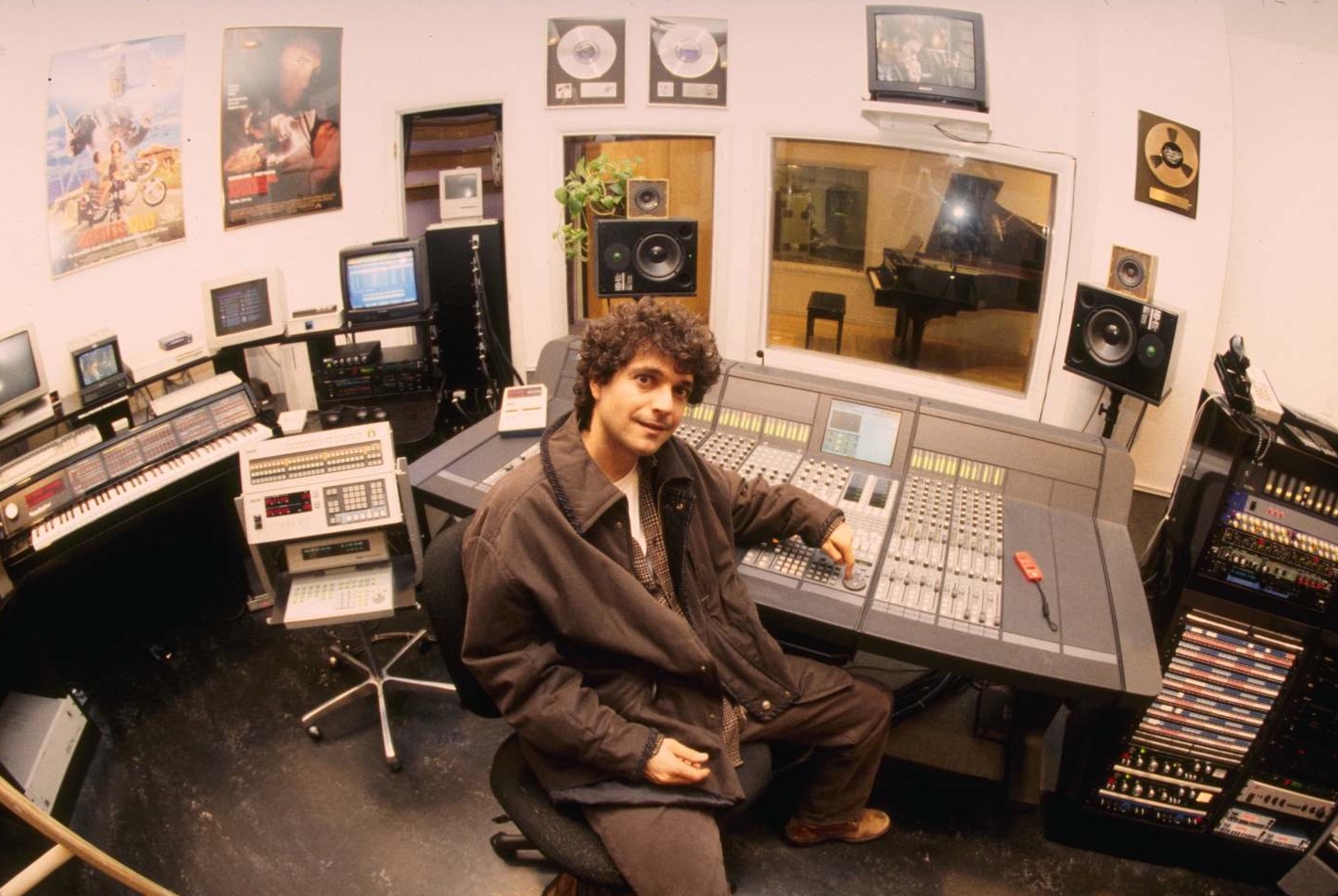 Anthony Marinelli in his recording studio with his new Euphonix CS2000, Hollywood, CA, 1998