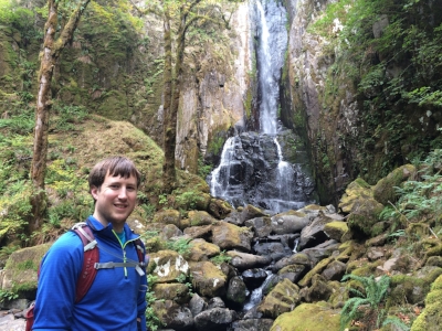I did not take a picture of the pie, but here is a picture of Paul and Lower Kentucky Falls (which is in Oregon, not Kentucky)