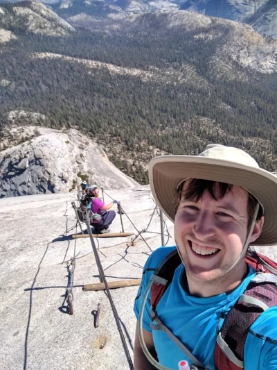 Paul showing great concern over the minor meltdown I'm having on the Half Dome cables. 