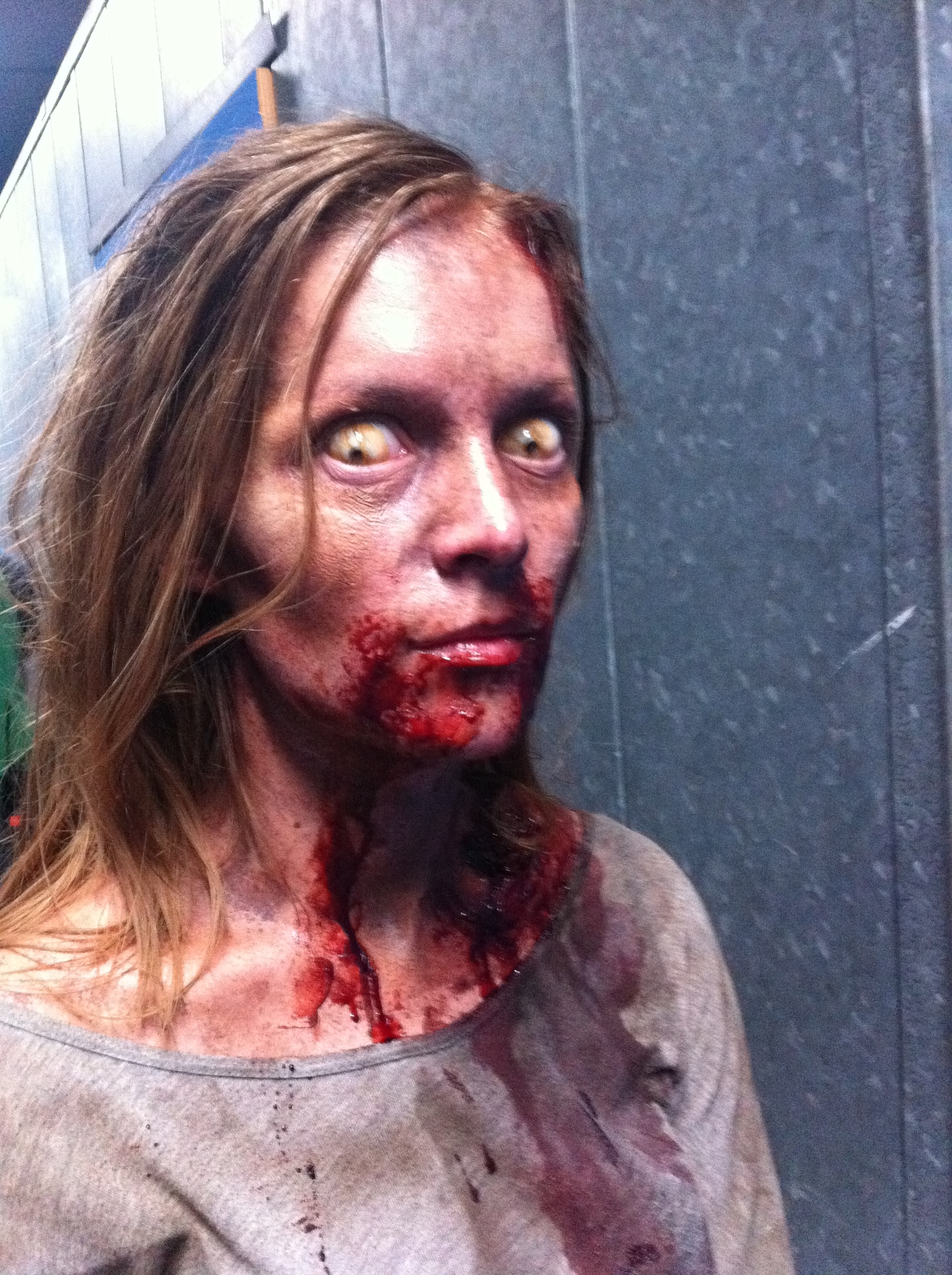I did this make-up on Howard Berger’s (Co-Owner of KNB which does make-up effects for Walking Dead TV show) wife Miriam. This was for a Walking Dead webisode last year.