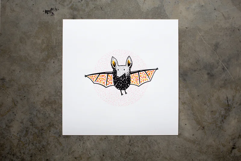 Mr Bat Limited Edition of 25 Screen printed in 3 colours 350 x 350mm