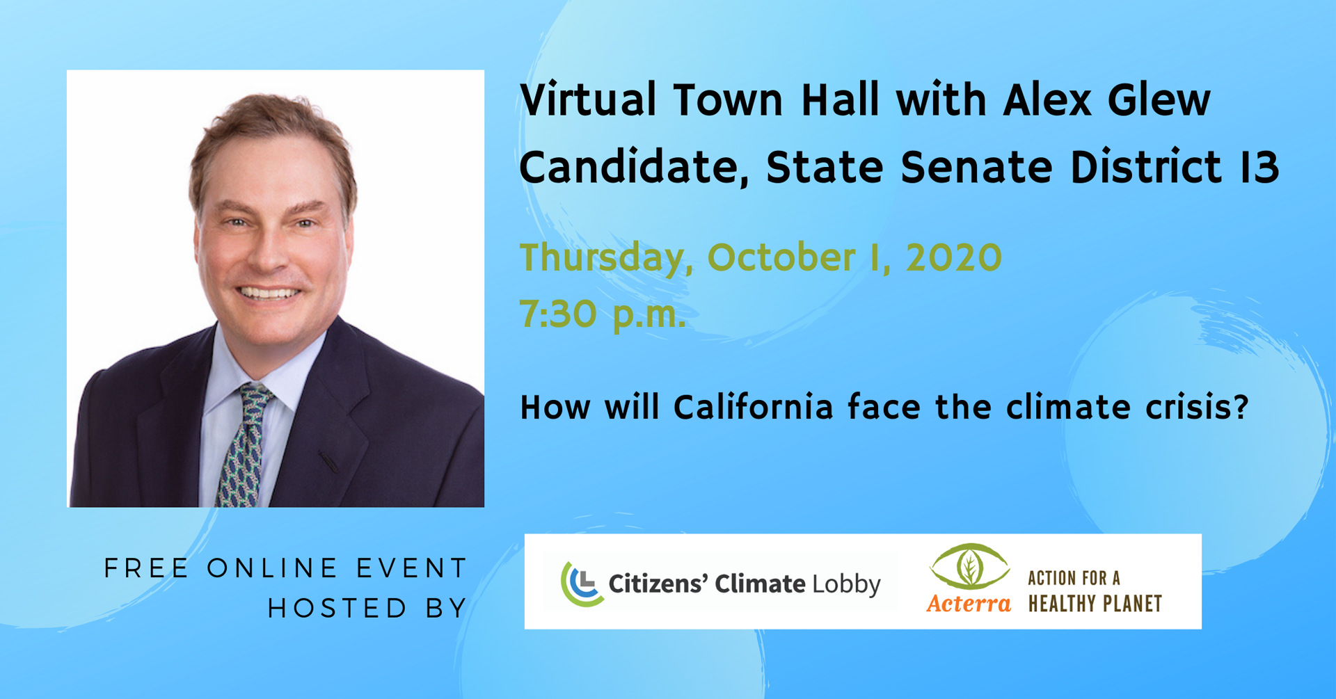 Virtual Town Hall with Alex Glew: Candidate, State Senate District 13