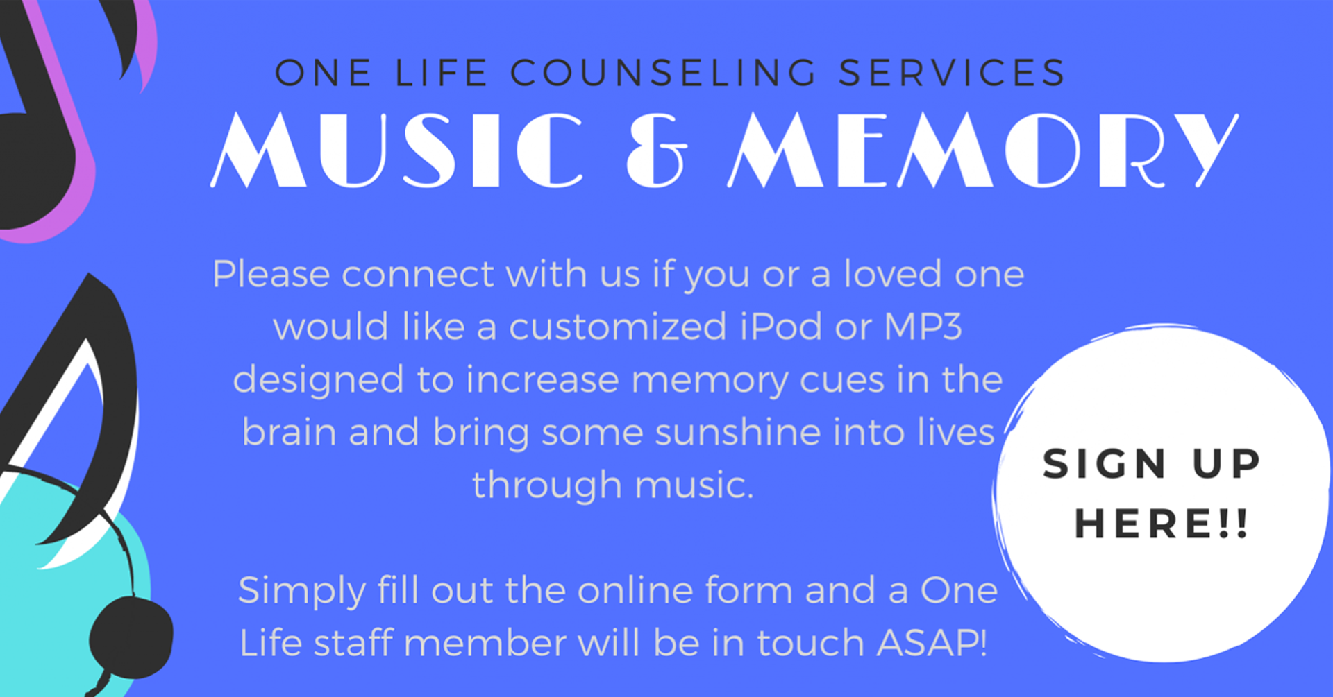 One Life Counseling Center: Music & Memory