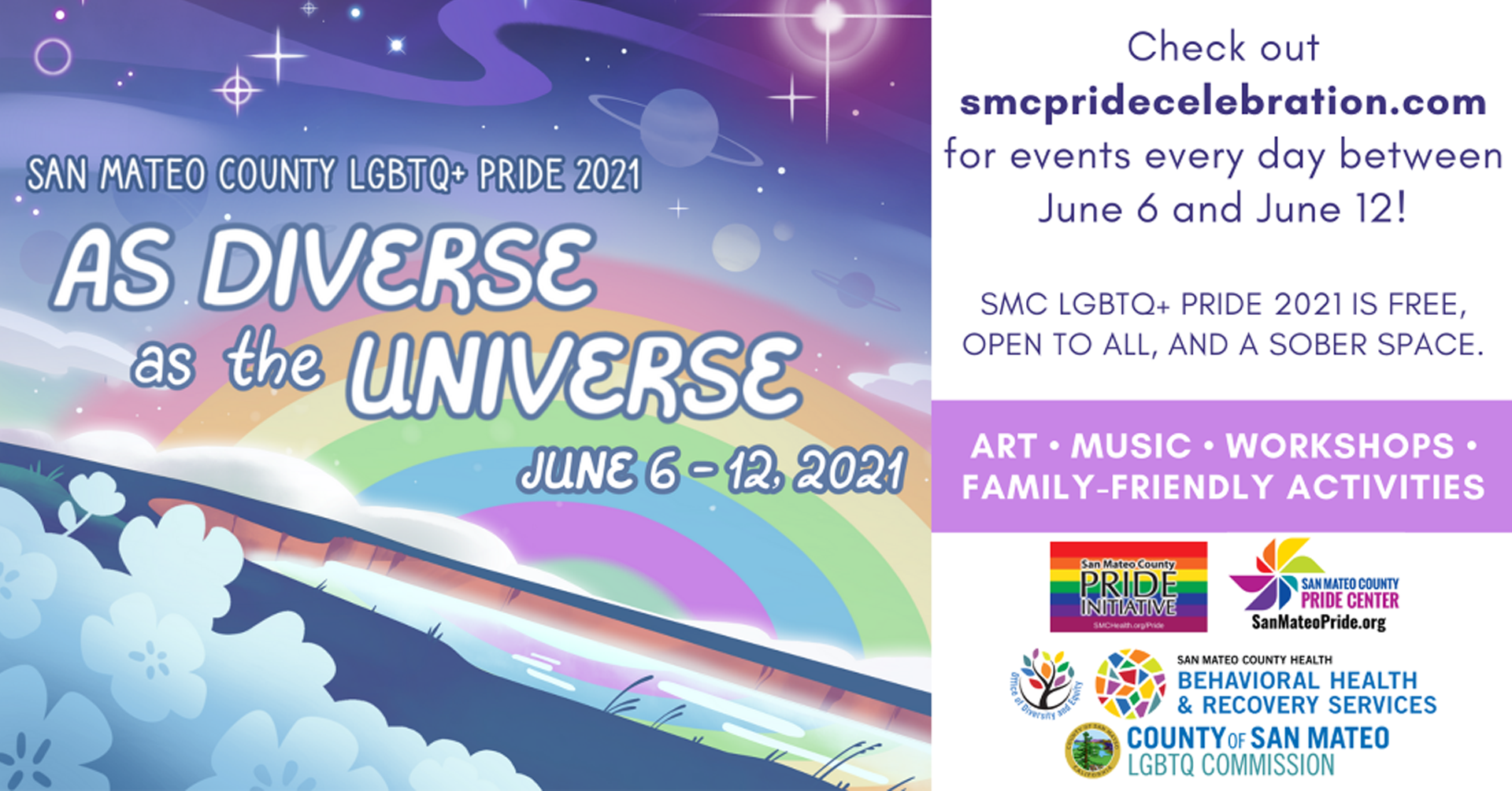 San Mateo County LGBTQ + Pride 2021: As Diverse as the Universe (June 6 - June 12)