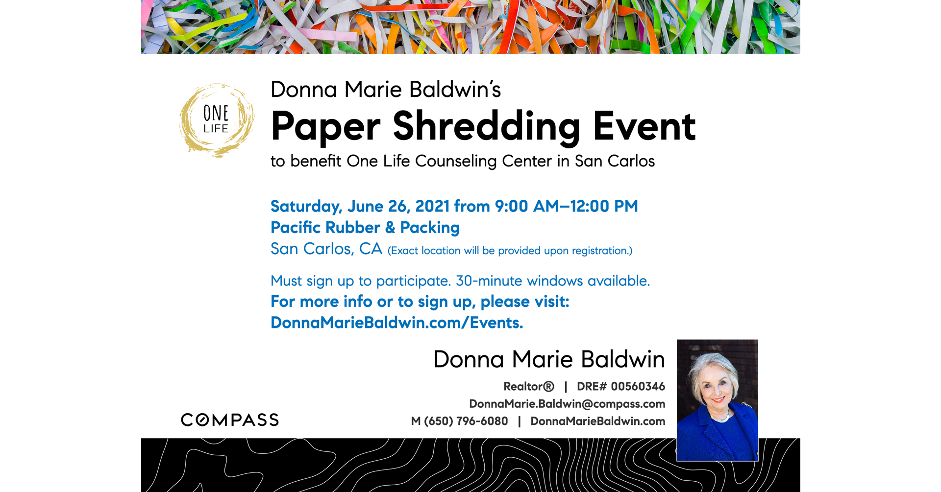 Donna Marie Baldwin’s  Paper Shredding Event Benefiting One Life Counseling Center
