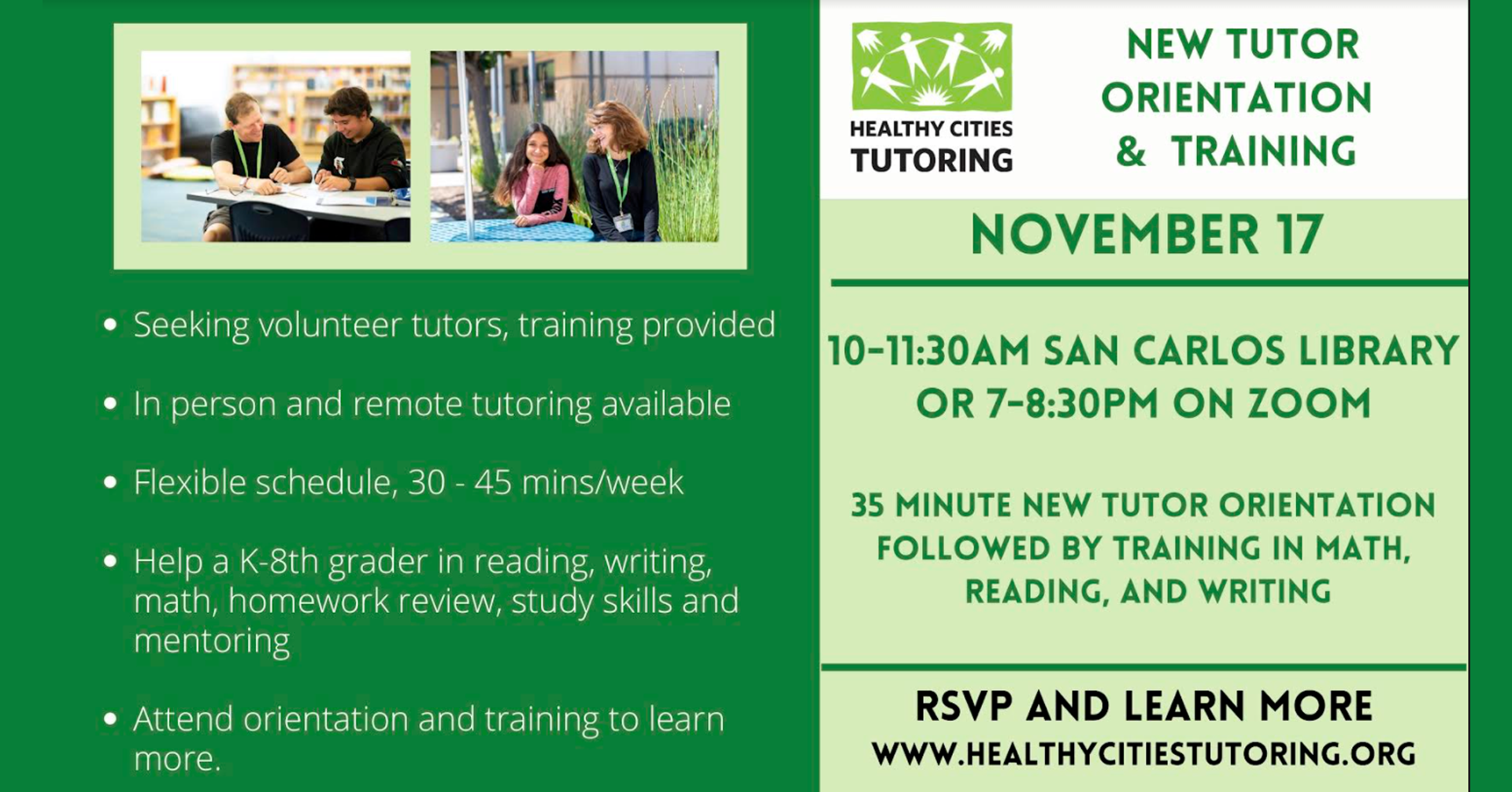 Healthy Cities Tutoring (HTC): Tutor Orientation and Training