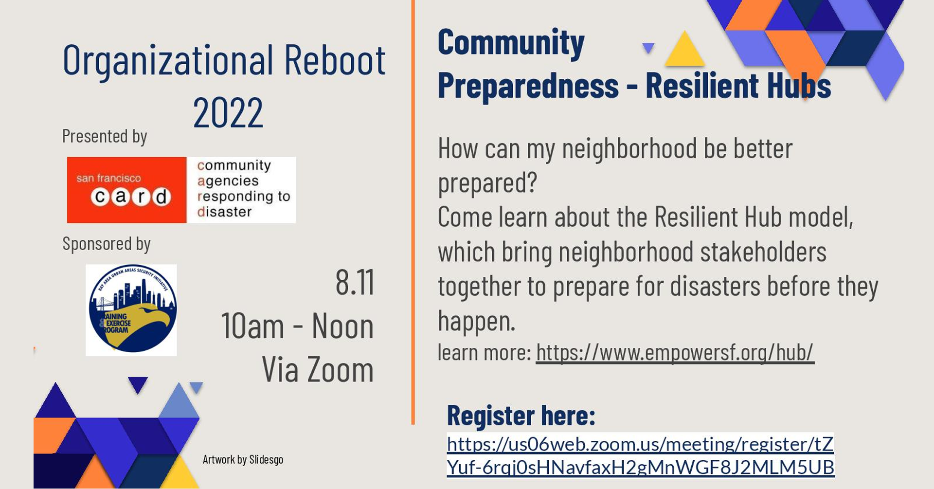 SF CARD: Community Preparedness - Resilient Hubs