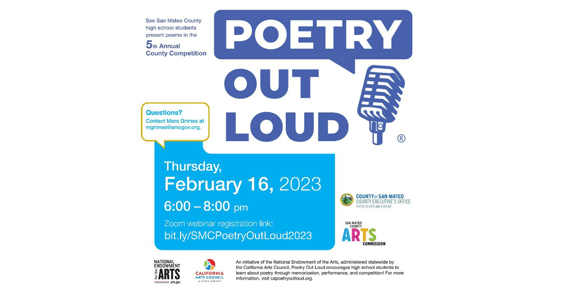 San Mateo County's 5th Annual&nbsp;Poetry Out Loud Competition
