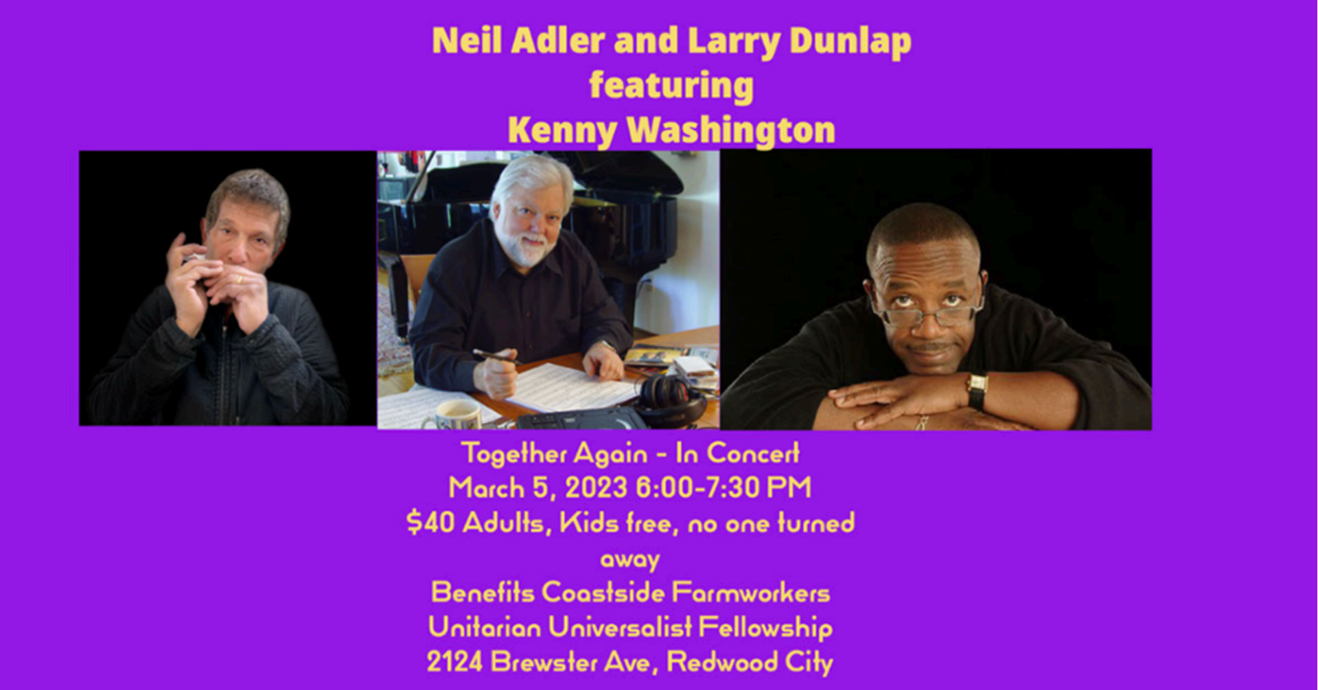 Unitarian Universalist Fellowship of Redwood City: Jazz Concert To Benefit Farmworkers on the Coast