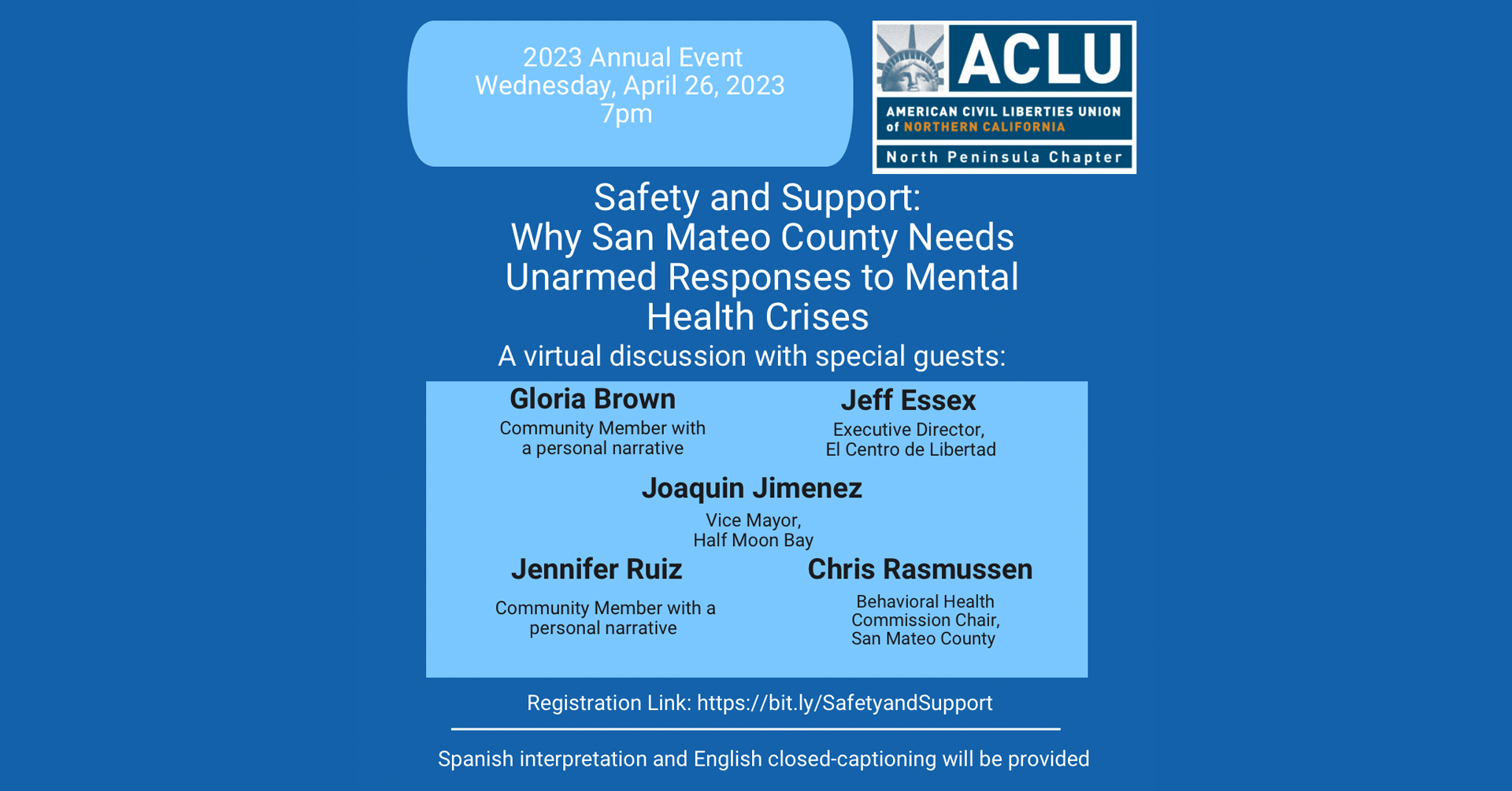 American Civil Liberties Union - North Peninsula Chapter: Safety and Support - Why San Mateo County Needs Unarmed Responses to Mental Health Crises