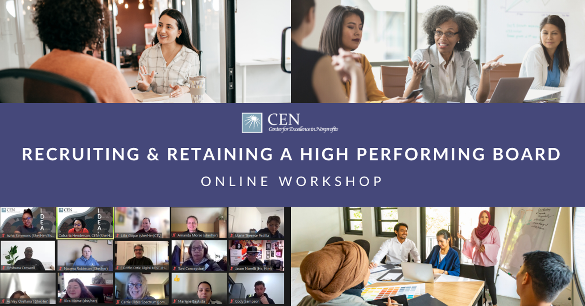 Center for Excellence in Nonprofits (CEN): Recruiting & Retaining a High Performing Board Workshop